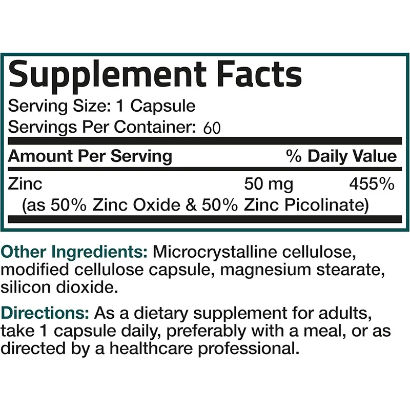Suplemento de suporte imunológ - Zinc Supplement 50Mg avaliação e preço